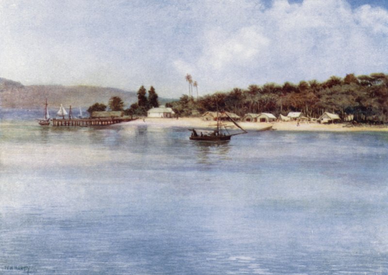 Samarin saari, Brittiläinen Uusi-Guinea (väri litho) tekijältä Norman Hardy