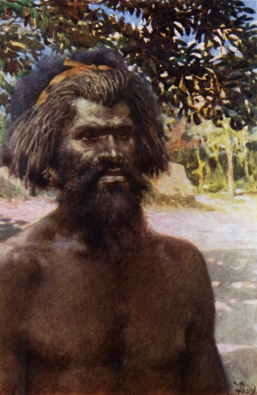 Miestyyppi Tannan saarelta, New Hebrideistä (väri litho) tekijältä Norman Hardy