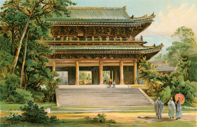 Aasialaisten mongoloidien kulttuuri: Japanilainen temppeli tekijältä North American