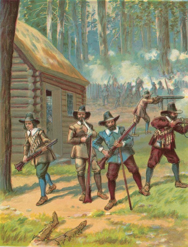 Intialaisia vastaan taistelevat pyhiinvaeltajat tekijältä North American
