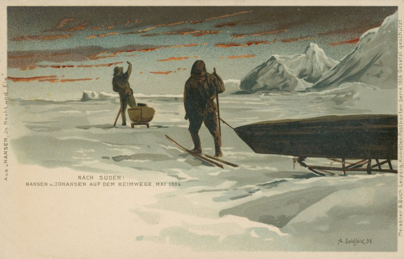 Nansenin Fram-retkikunta, toukokuu 1896 (värilitho) tekijältä Norwegian School