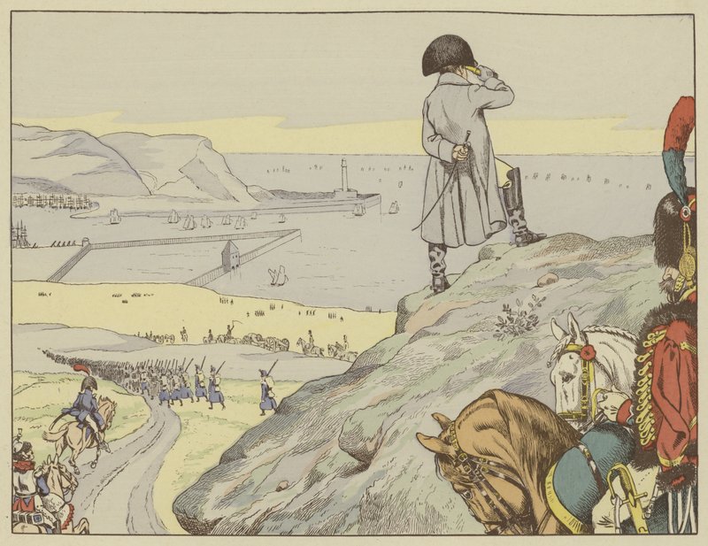 Boulognen leirillä Napoleon katsoi jatkuvasti Englannin kanaalin toiselle puolelle syyskuussa 1803 tekijältä Onfray de Breville Job