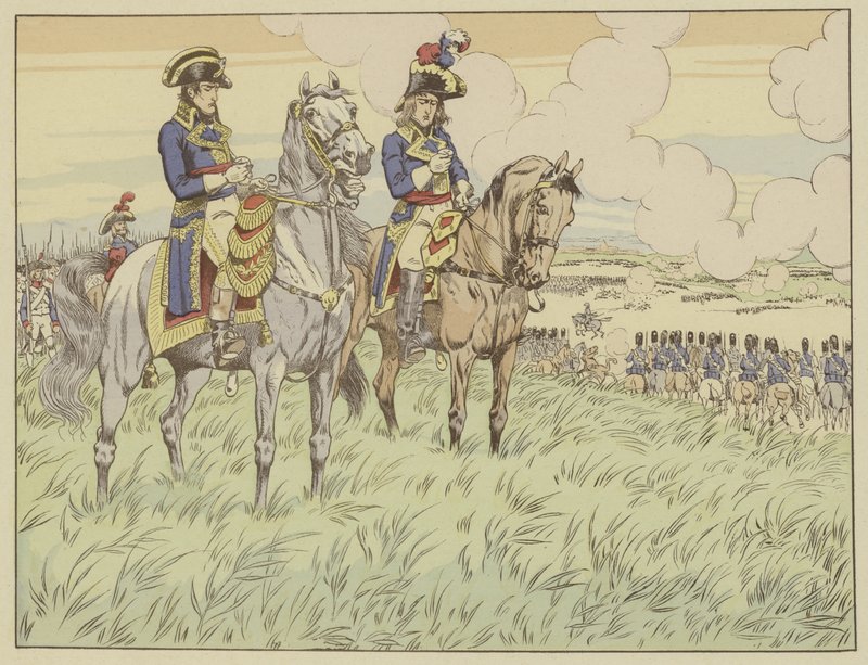 Napoleon ja kenraali Louis Desaix Marengon taistelussa 24. kesäkuuta 1800 tekijältä Onfray de Breville Job