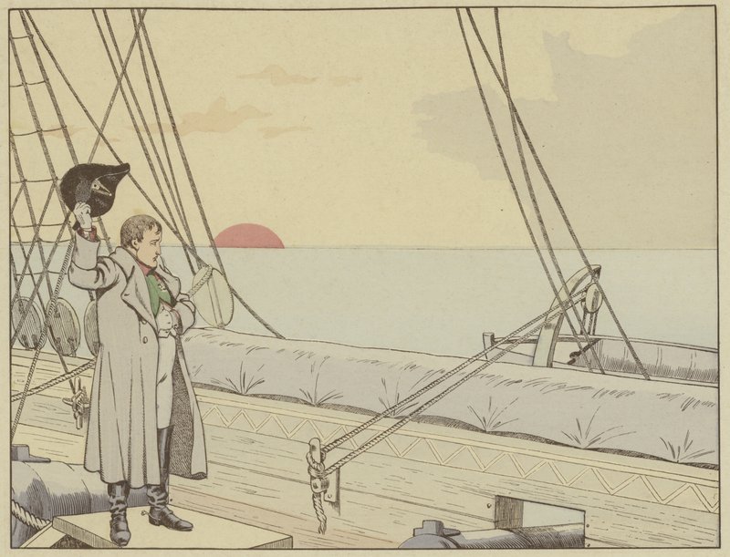 Napoleon HMS Bellerophon -aluksella antauduttuaan briteille, 15. heinäkuuta 1815. tekijältä Onfray de Breville Job