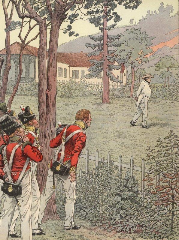 Napoleon kävelee puutarhassaan ollessaan vankina St Helenassa tekijältä Onfray de Breville Job