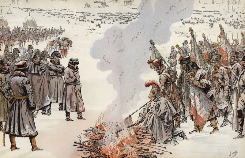 Napoleonin Venäjän kampanja, poltto standardit, 23. marraskuuta 1812. tekijältä Onfray de Breville Job