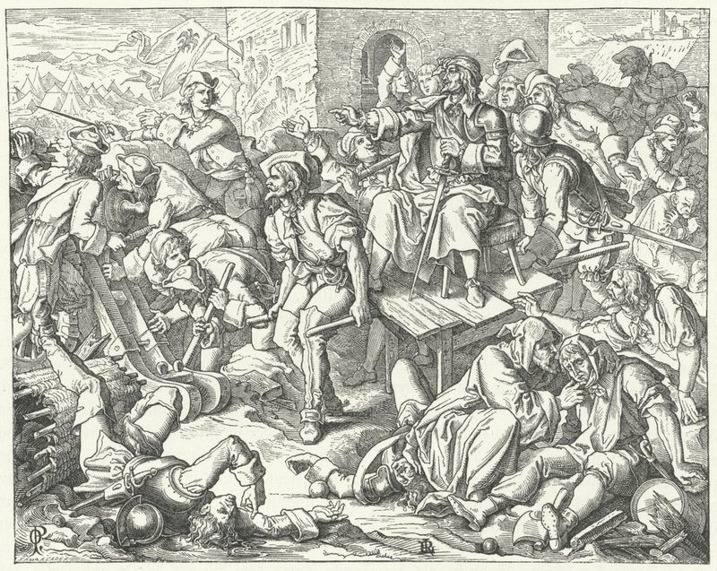 Haavoittunut kreivi Ernst Rudiger von Starhemberg Wienin puolustajien joukossa, 1683 tekijältä Oskar Pletsch