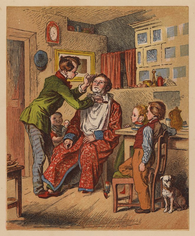 The Barber (värilitografia) tekijältä Oskar Pletsch
