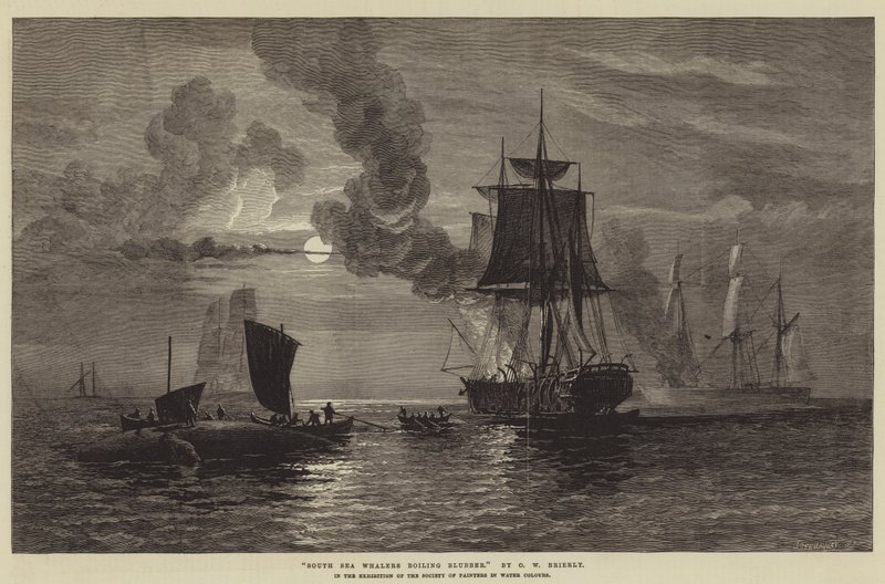 South Sea Whalers Boiling Blubber tekijältä Oswald Walters Brierly