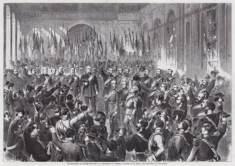 Preussin kuninkaan Wilhelm I:n julistaminen Saksan keisariksi, Peilisali, Palais de Versailles, Ranska tekijältä Otto Edmund Guenther