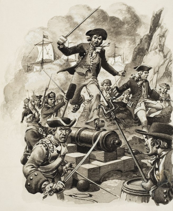 Gibraltarin voitto (guassia paperille) tekijältä Pat (1907-95) Nicolle