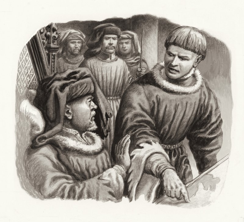 Kuningas Henrik IV ja prinssi Hal (guassi paperille) tekijältä Pat (1907-95) Nicolle