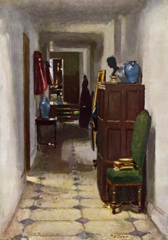 Sir Lewis Malletin talo, Ebury Street (väri litho) tekijältä Patrick William Adam