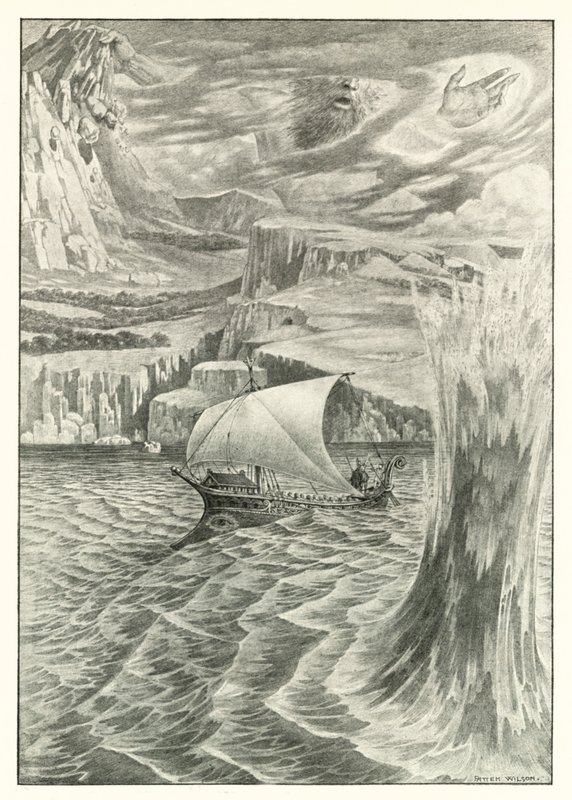 Kuvitus Homeroksen Odysseiaan (litografia) tekijältä Patten (after) Wilson