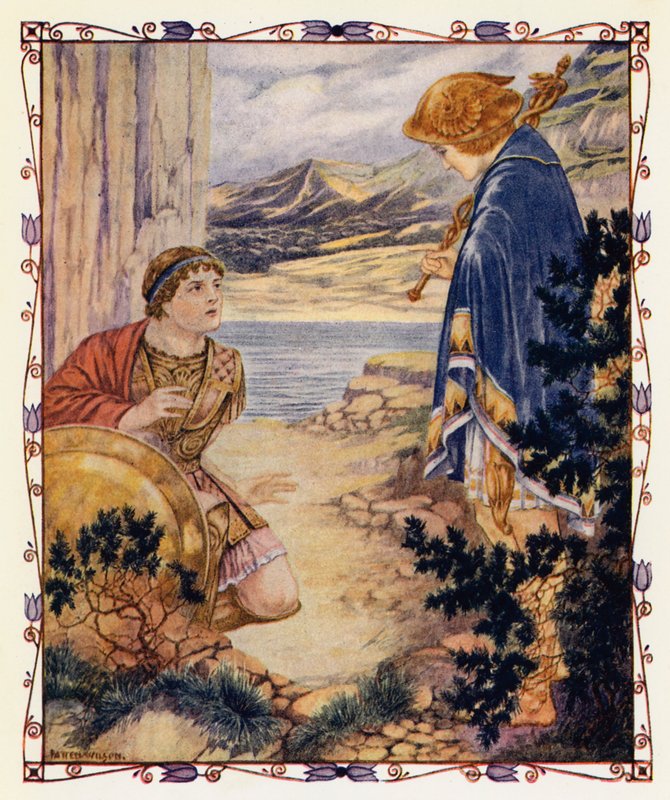 Perseus ja Quicksilver (värilitografia) tekijältä Patten (after) Wilson