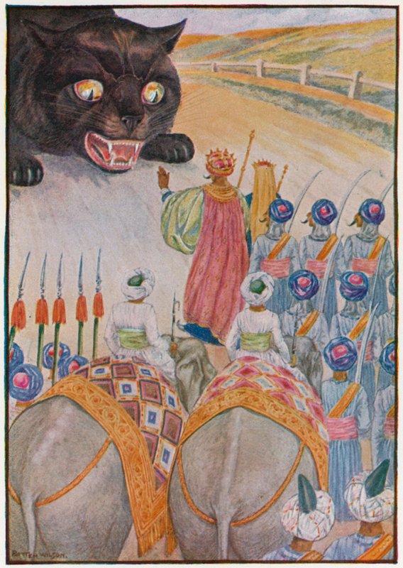 "Mene pois tieltäni, pillu, norsuni voivat satuttaa sinua!" (väri litho) tekijältä Patten Wilson