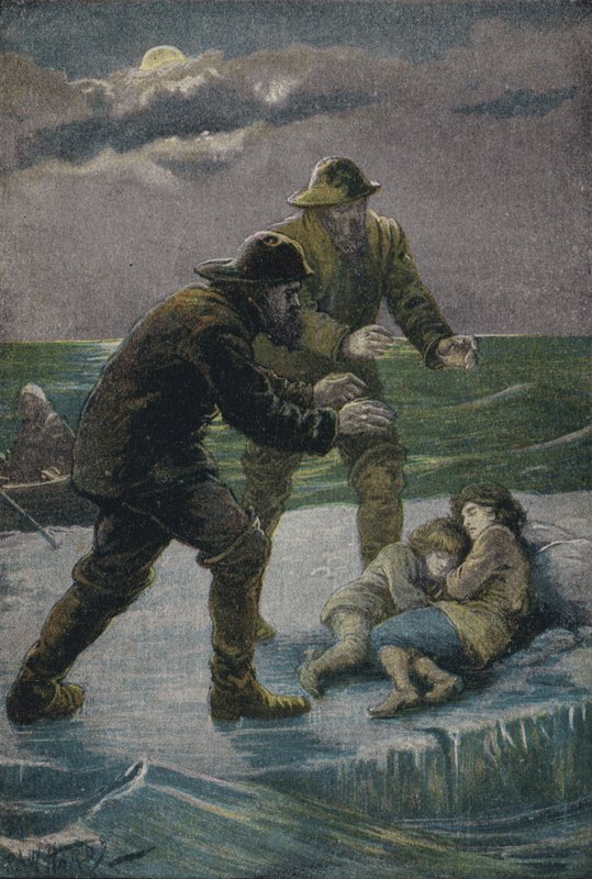 Kahden lapsen pelastus kelluvasta jäälautasta, 1831 tekijältä Paul Hardy