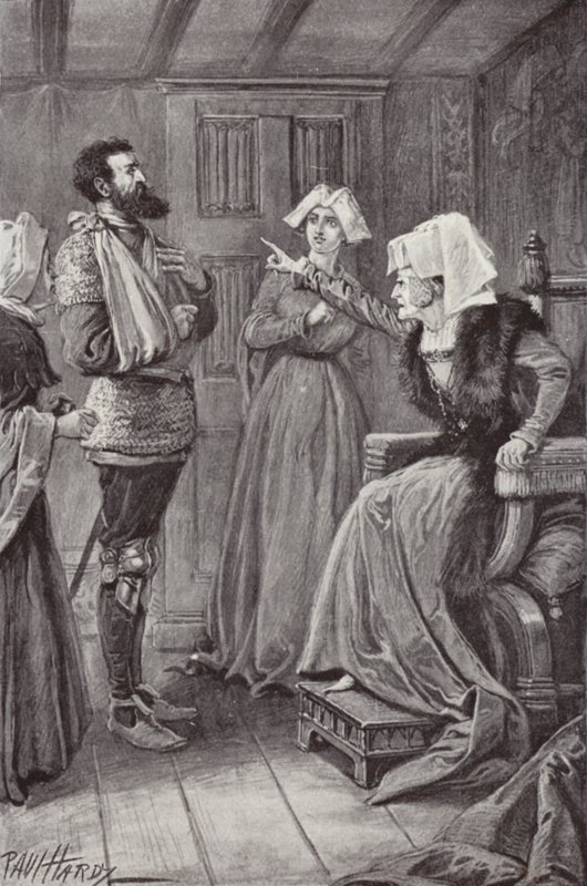 Kuvitus Charles Readen luostarille ja tulisijalle (litho) tekijältä Paul (after) Hardy