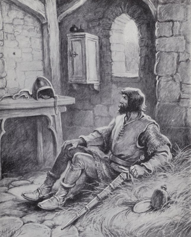 Robert the Bruce hämähäkin kanssa, joka inspiroi häntä yrittämään uudelleen voittaa englantilaiset (litho) tekijältä Paul (after) Hardy