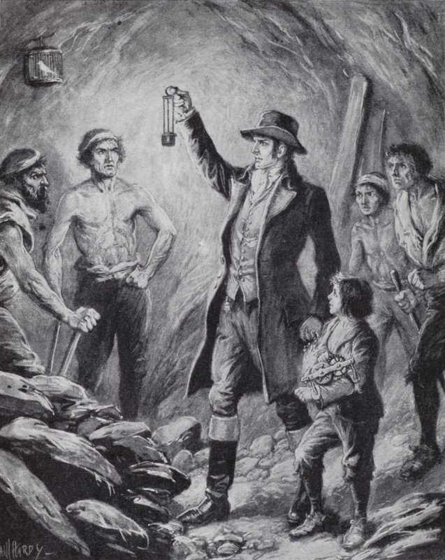 Sir Humphrey Davy ja hänen keksintönsä ensimmäisestä kaivostyöläisten turvalampusta tekijältä Paul (after) Hardy