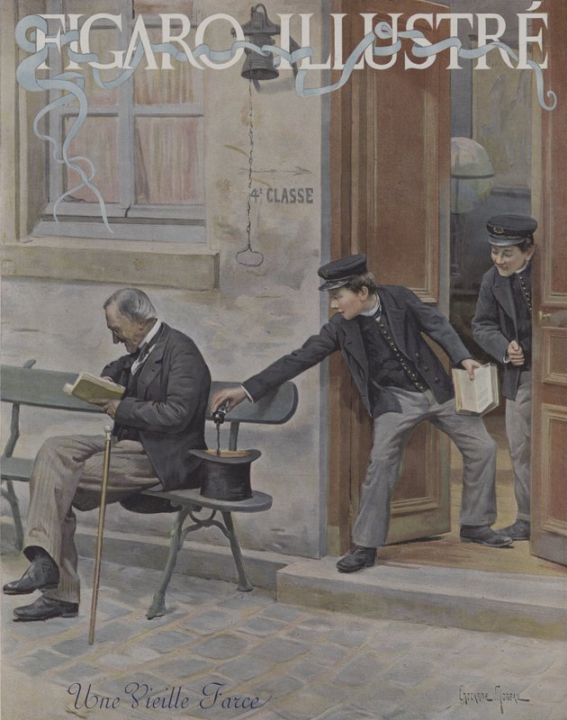Vanha vitsi. Le Figaro Illustren kansi, lokakuu 1896 tekijältä Paul Charles Chocarne Moreau