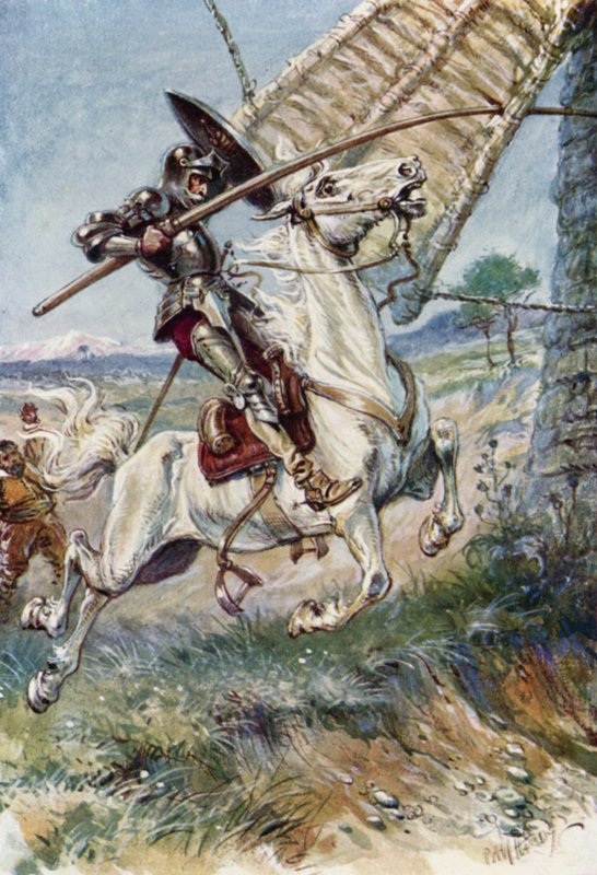Don Quijote juoksee keihänsä purjeeseen tekijältä Paul Hardy