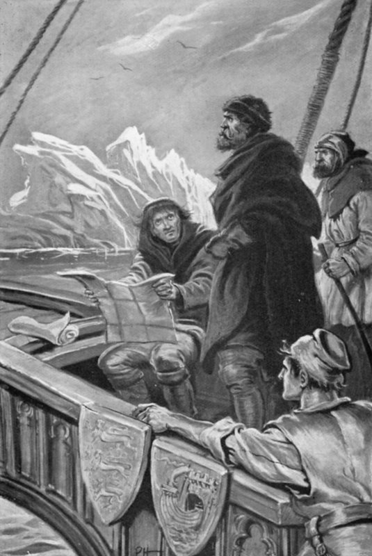 John Cabot kohtasi valtavia jäävuoria (väri litho) tekijältä Paul Hardy