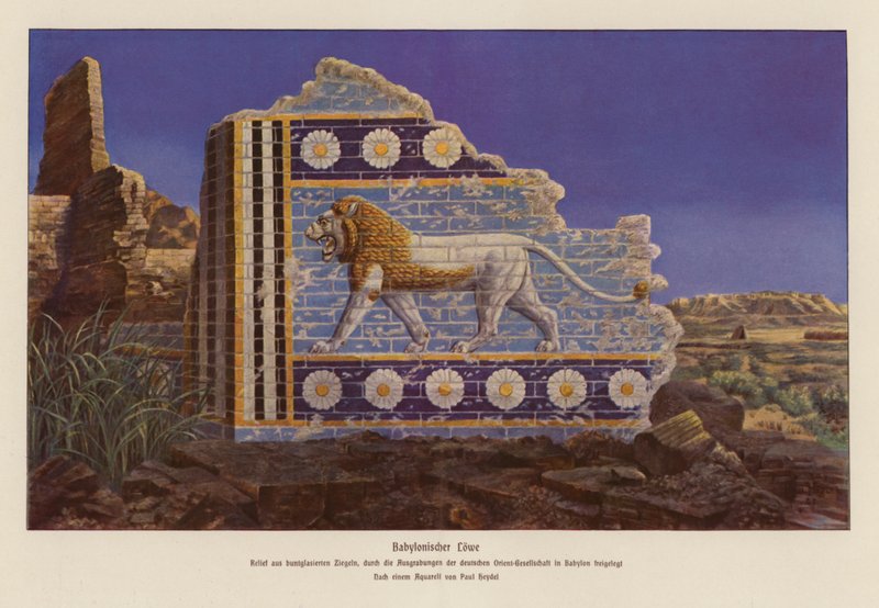 Babylonian leijona (värilitografia) tekijältä Paul Heydel
