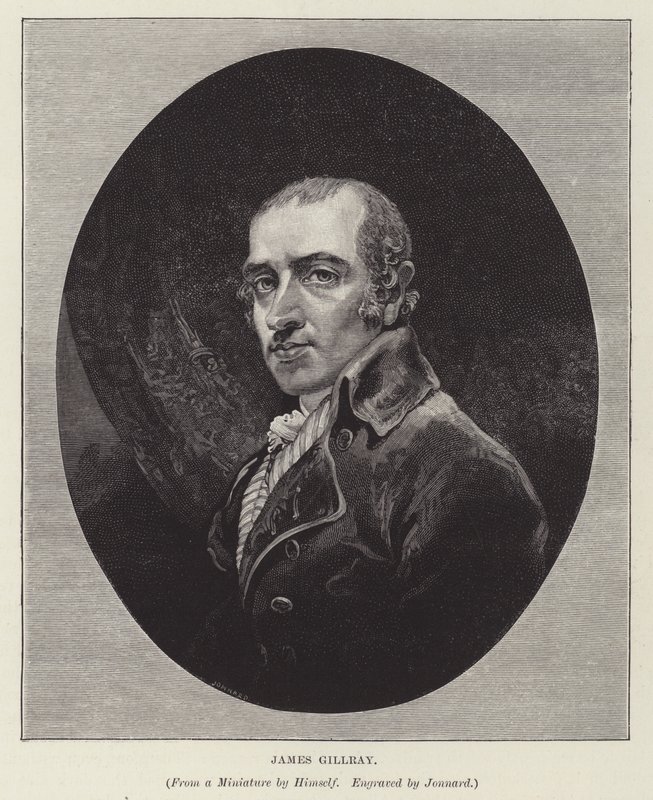 James Gillray, englantilainen kaikaturisti, satiiri ja grafiikka (kaiverrus) tekijältä Paul Jonnard