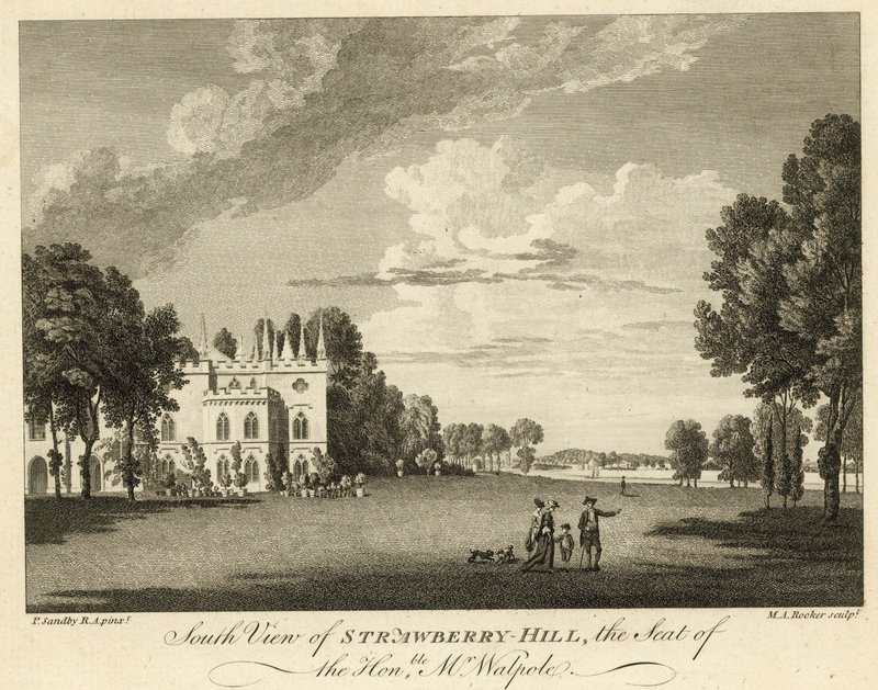 Etelänäkymä Strawberry Hillistä, Twickenhamista, Lontoosta, jossa Horace Walpole asui. tekijältä Paul Sandby
