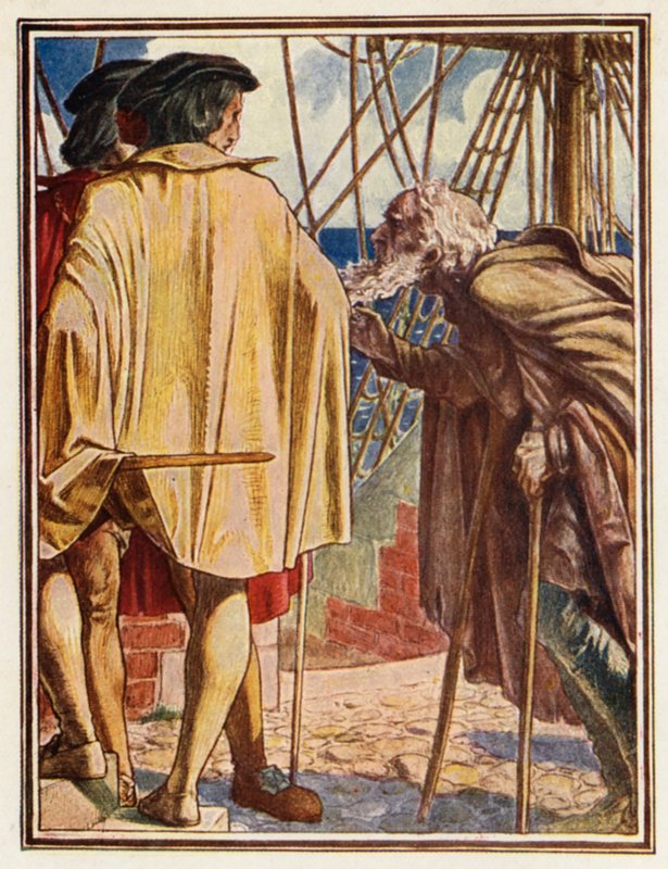 Kuvitus Coleridgen teokseen "The Ancient Mariner" (värilitografia). tekijältä Paul Vincent Woodroffe