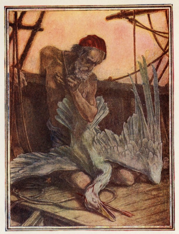 Kuvitus Coleridgen teokseen "The Ancient Mariner" (värilitografia). tekijältä Paul Vincent Woodroffe