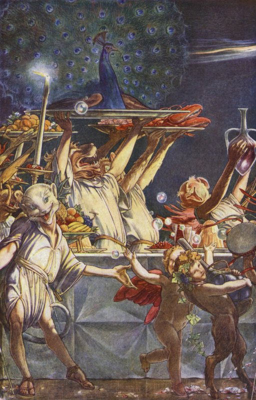 William Shakespearen Myrsky, näytös III, kohtaus 3 (värilitho) tekijältä Paul Vincent Woodroffe