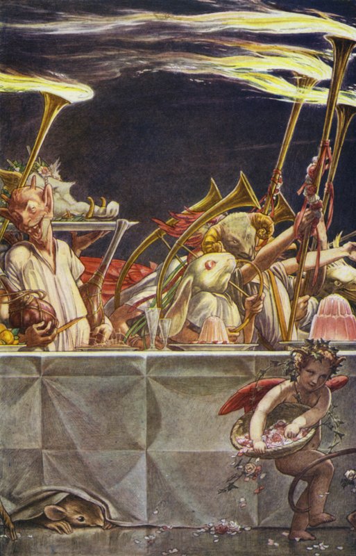 William Shakespearen Myrsky, näytös III, kohtaus 3 (värilitho) tekijältä Paul Vincent Woodroffe