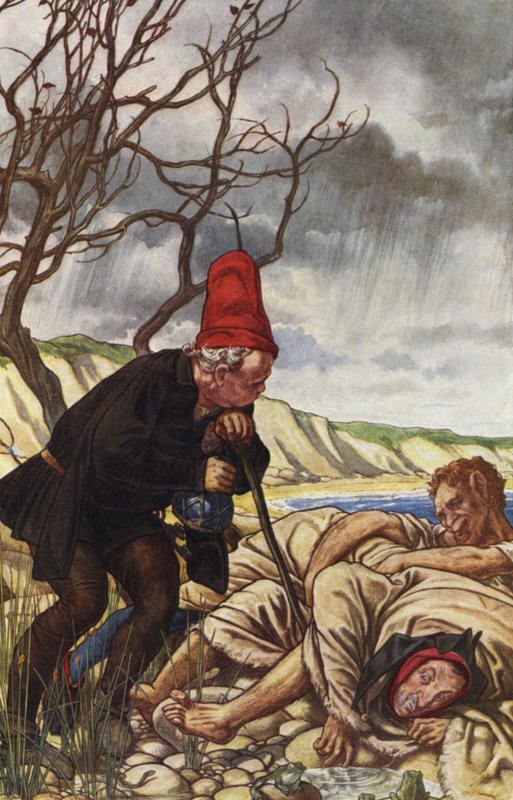 William Shakespearen Myrsky, näytös II, kohtaus 2 (värilitho) tekijältä Paul Vincent Woodroffe