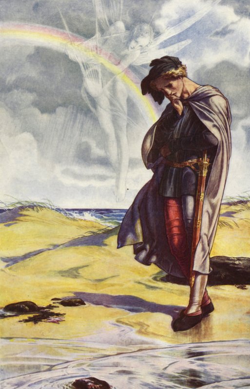 William Shakespearen Myrsky, näytös I, kohtaus 2 (värilitho) tekijältä Paul Vincent Woodroffe