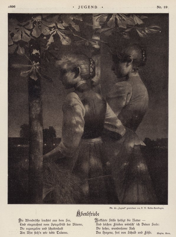 Iltarauha (litho) tekijältä Paul Wilhelm Keller Reutlingen
