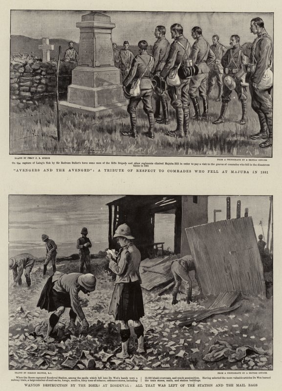 Avengers and the Avenged, kunnianosoitus tovereille, jotka kaatui Majubassa vuonna 1881, Wanton Destruction boersilta Roodevalissa, kaikki mitä oli jäljellä asemasta ja postikasseista tekijältä Percy F.S. Spence