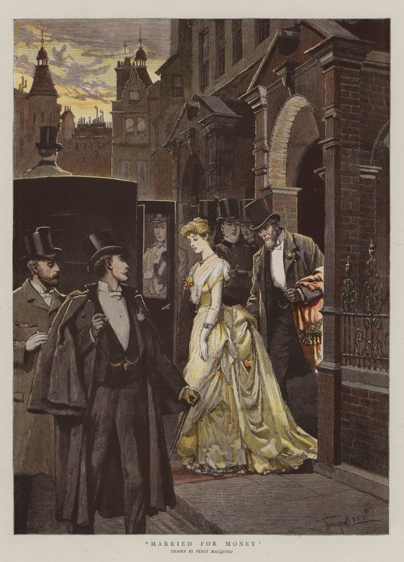 Naimisissa rahasta (chromolitho) tekijältä Percy Macquoid