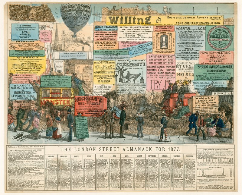 The London Almanack vuodelta 1877 tekijältä Percy Cruikshank