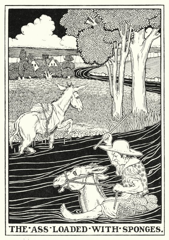 Fables of La Fontaine: Perse täynnä sieniä (litho) tekijältä Percy James Billinghurst