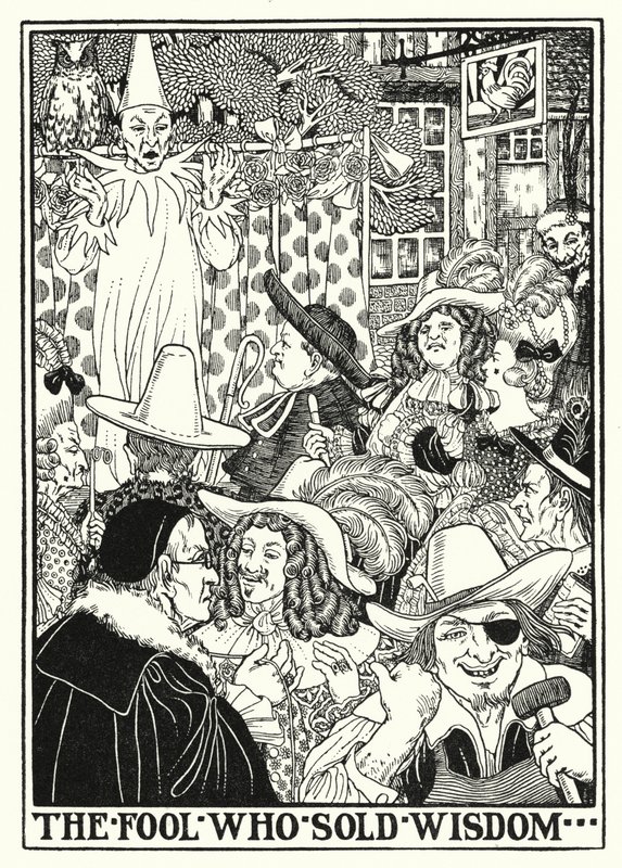 Fables of La Fontaine: Hullu, joka myi viisautta (litho) tekijältä Percy James Billinghurst