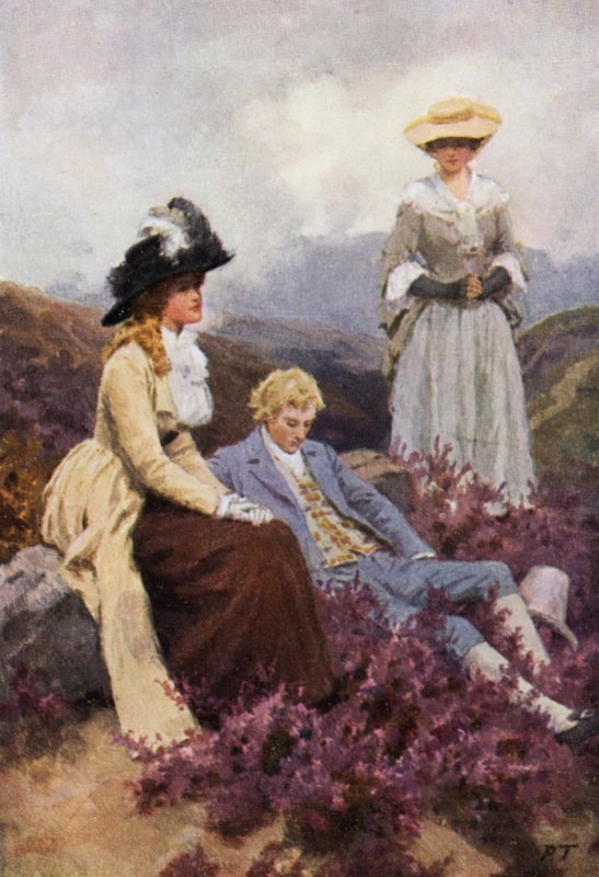 Emily Bronten kuvitus Wuthering Heightsille (värilitho) tekijältä Percy Tarrant