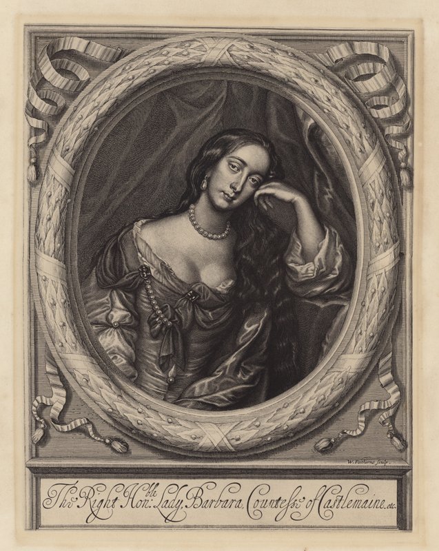 Barbara Villiers, Castlemainen kreivitär, kuningas Kaarle II:n rakastajatar (kaiverrus) tekijältä Peter (after) Lely