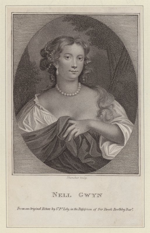 Nell Gwyn, kuningas Charles II:n rakastajatar (kaiverrus) tekijältä Peter (after) Lely