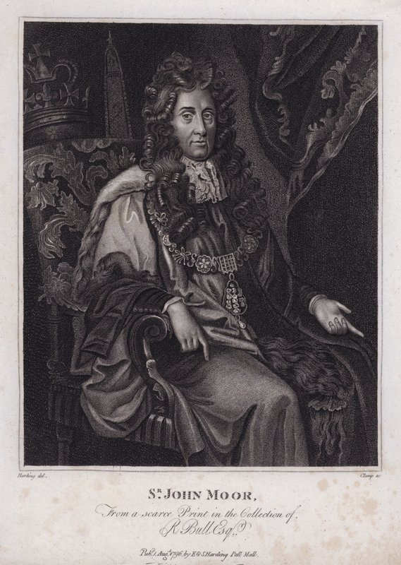 Sir John Moore, englantilainen poliitikko, kansanedustaja ja Lontoon pormestari (kaiverrus) tekijältä Peter (after) Lely