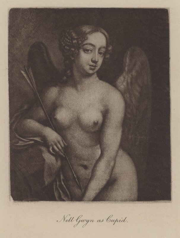 Nell Gwyn Amorina (mezzotint) tekijältä Peter Cross
