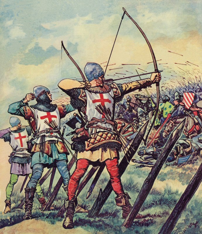 Englantilaiset jousimiehet The Battle Of Crecyssä (värilitho) tekijältä Peter Jackson