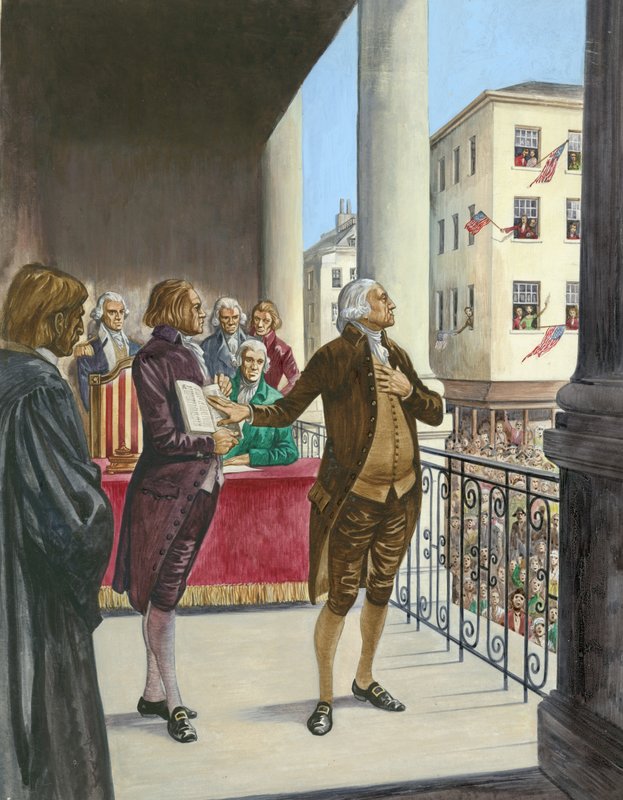 George Washington vannoi virkavalansa Yhdysvaltain ensimmäisenä presidenttinä New Yorkissa tekijältä Peter Jackson