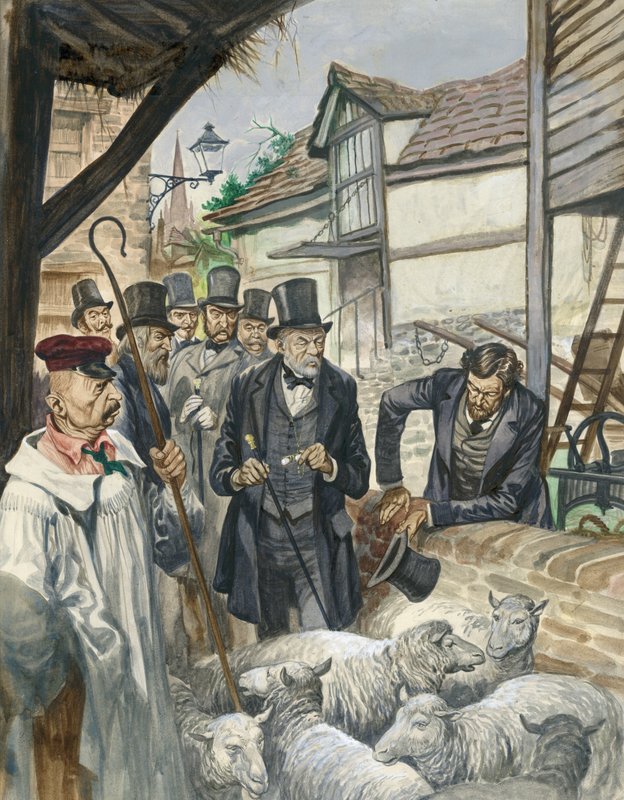 Louis Pasteur näkee pernaruttorokotetta koskevan kokeensa tulokset. tekijältä Peter Jackson